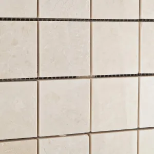 White Pearl / Botticino Marble 2 X 2 Polished Mosaic Tile - Lot of 50 Sheets