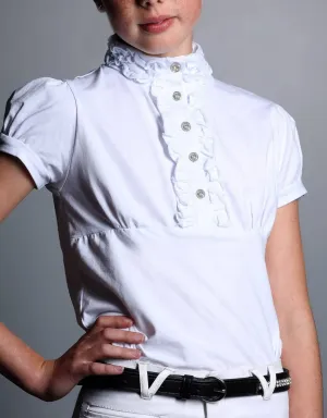 White Polly Ruffle Competition Girls Show Shirt
