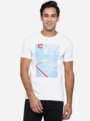 White Printed Slim Fit T-Shirt | Greenfibre