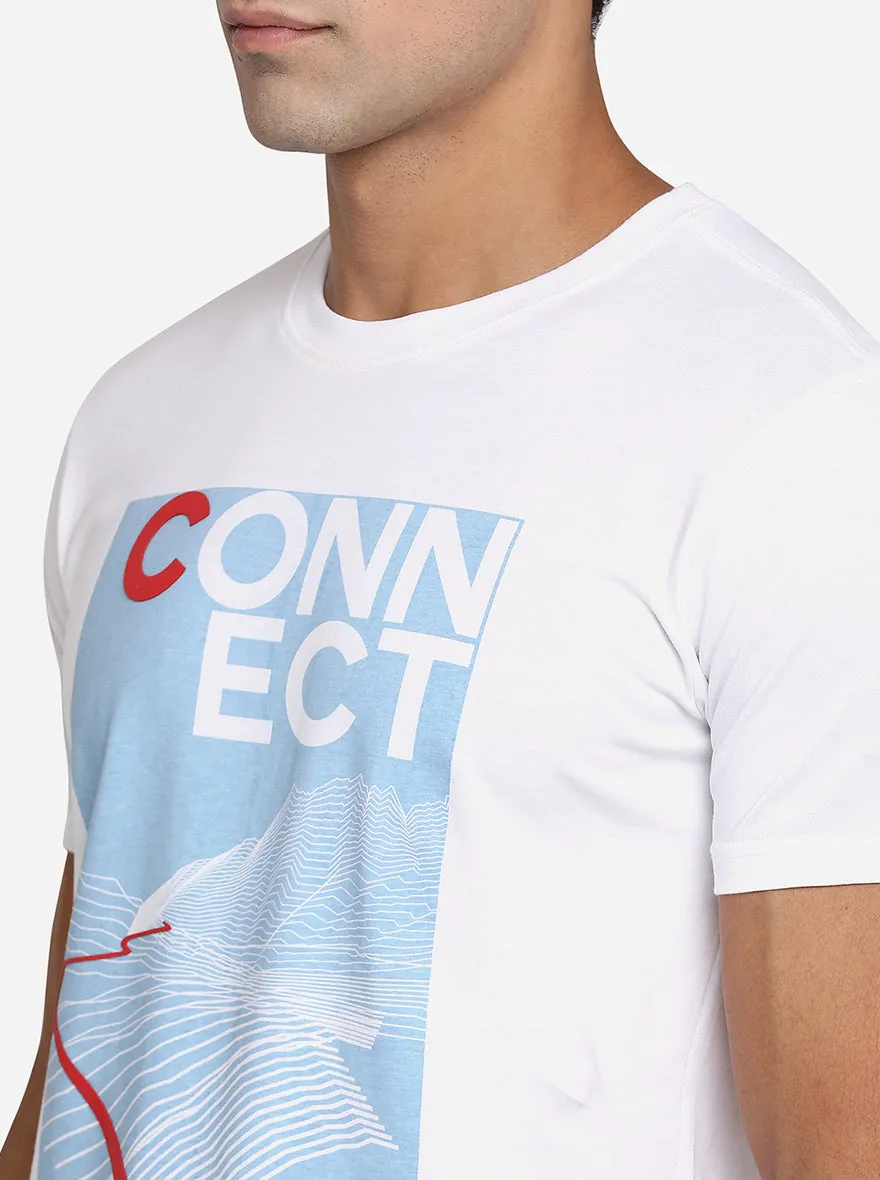 White Printed Slim Fit T-Shirt | Greenfibre