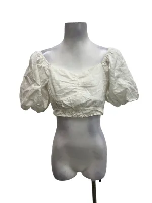 White Sweetheart Textured Top