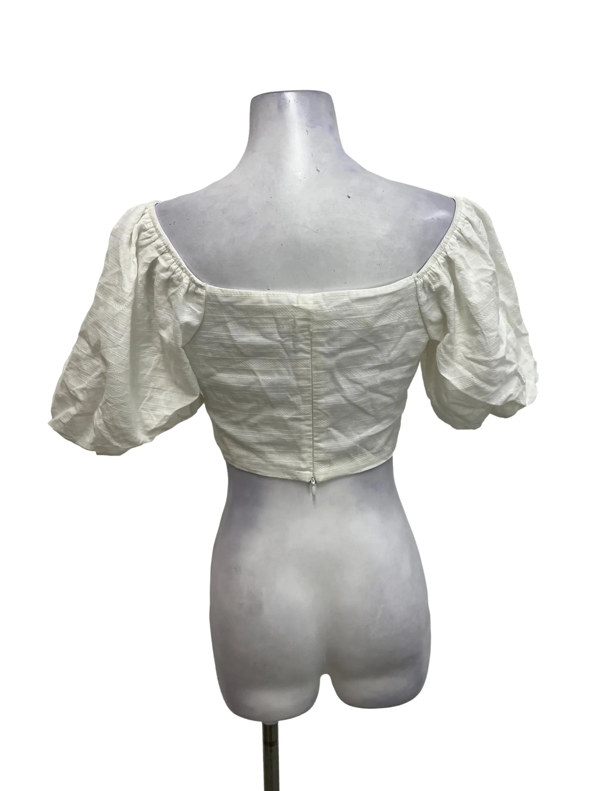 White Sweetheart Textured Top