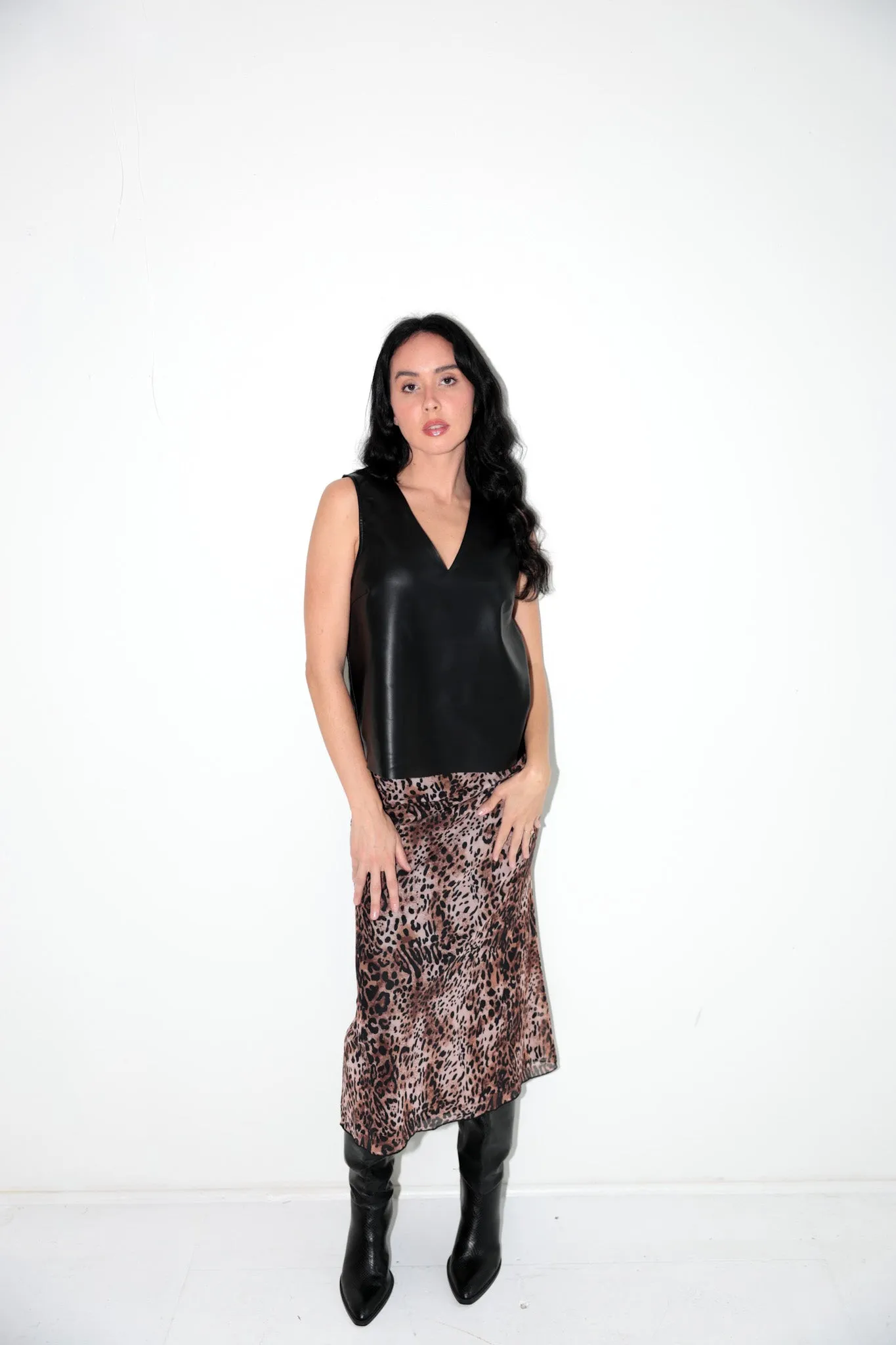 Wild Side Leopard Print Midi Skirt-Final Sale