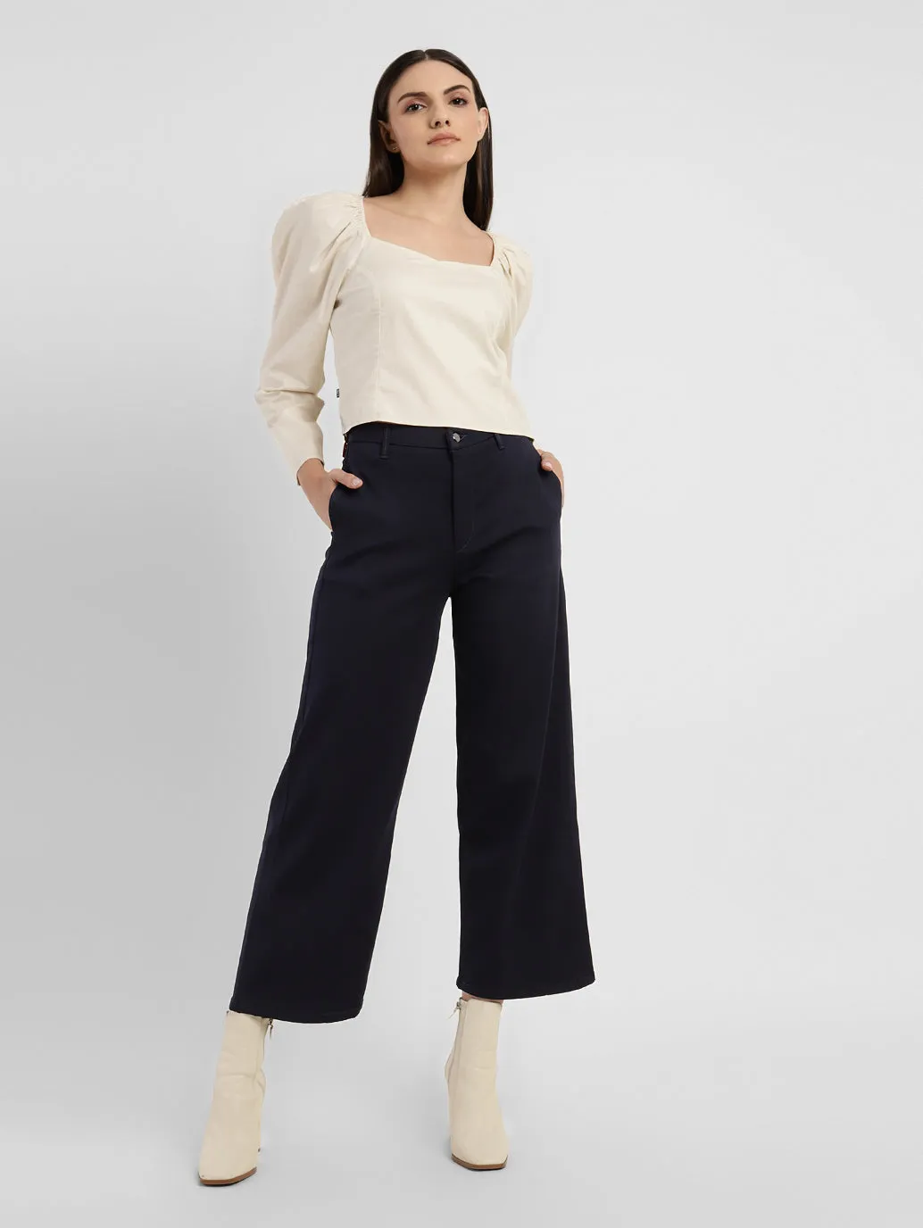 Women's Blue Loose Fit High Rise Jeans
