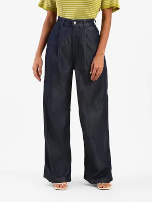 Women's Blue Loose Fit High Rise Jeans