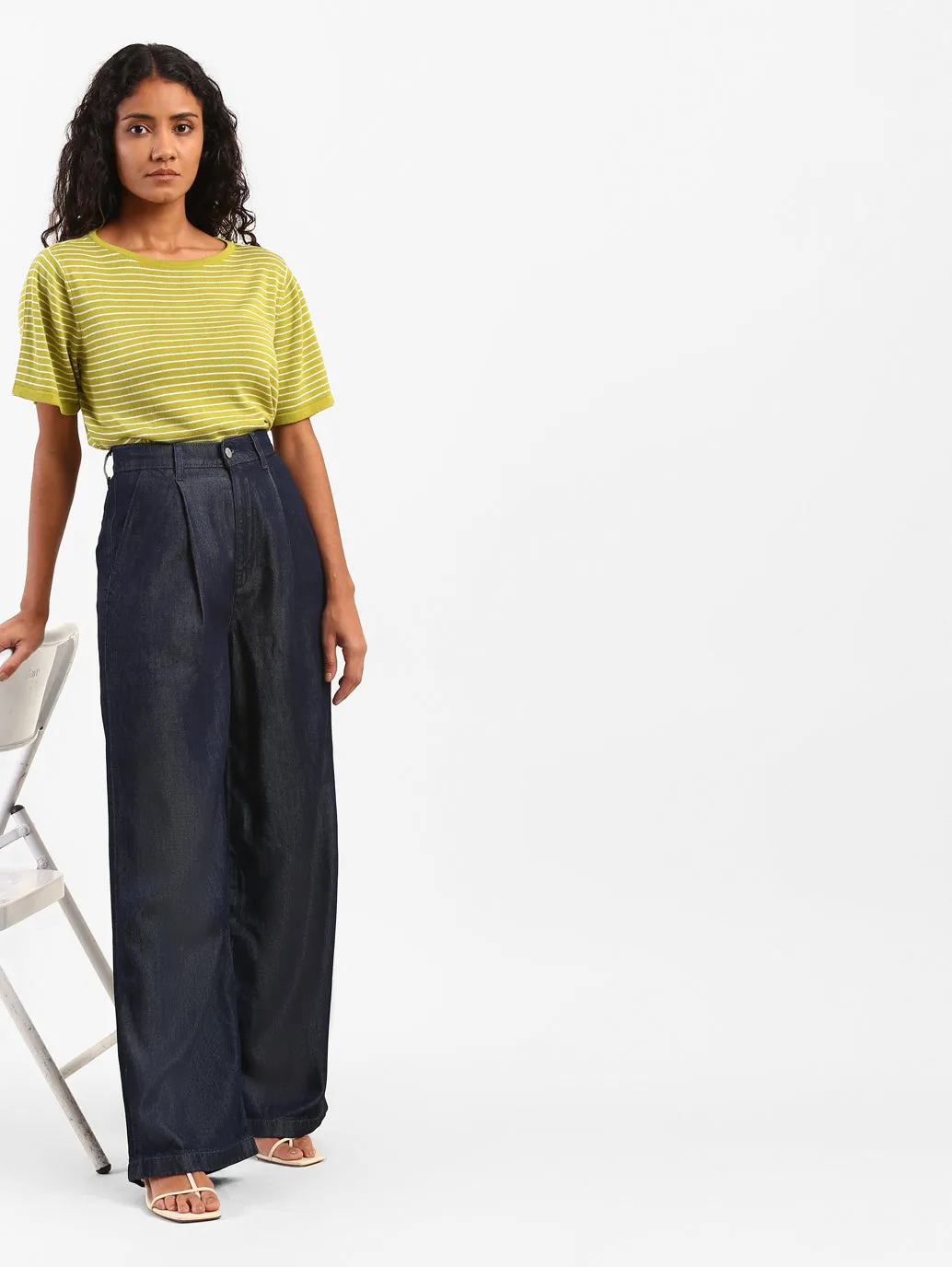 Women's Blue Loose Fit High Rise Jeans