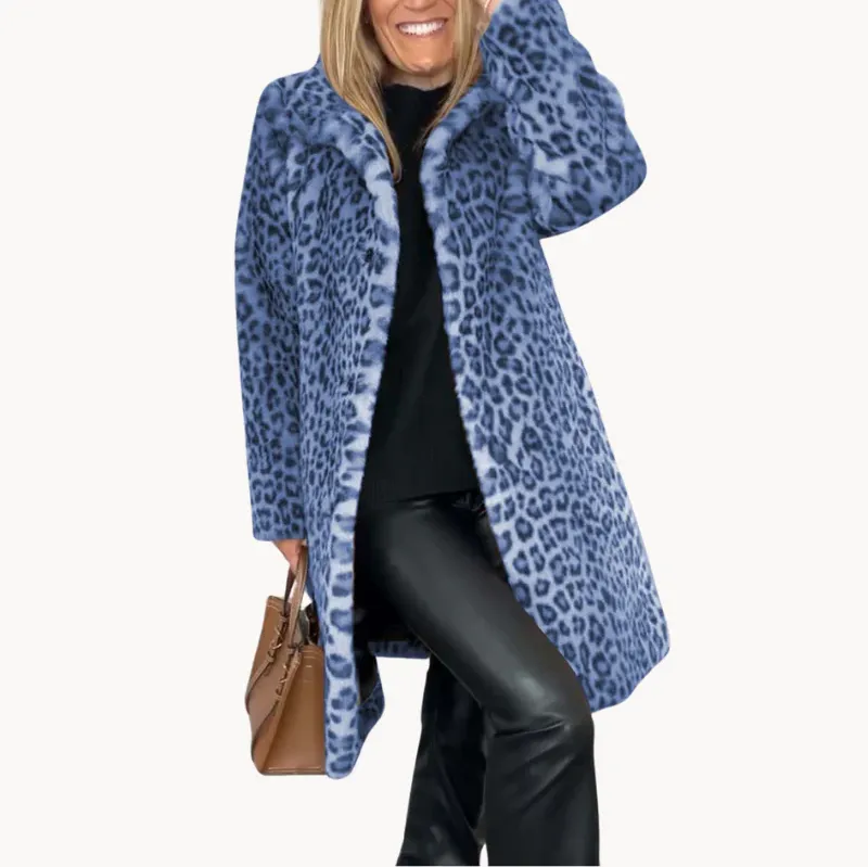 Women's Classic Winter Coat with Leopard Print - Pillar