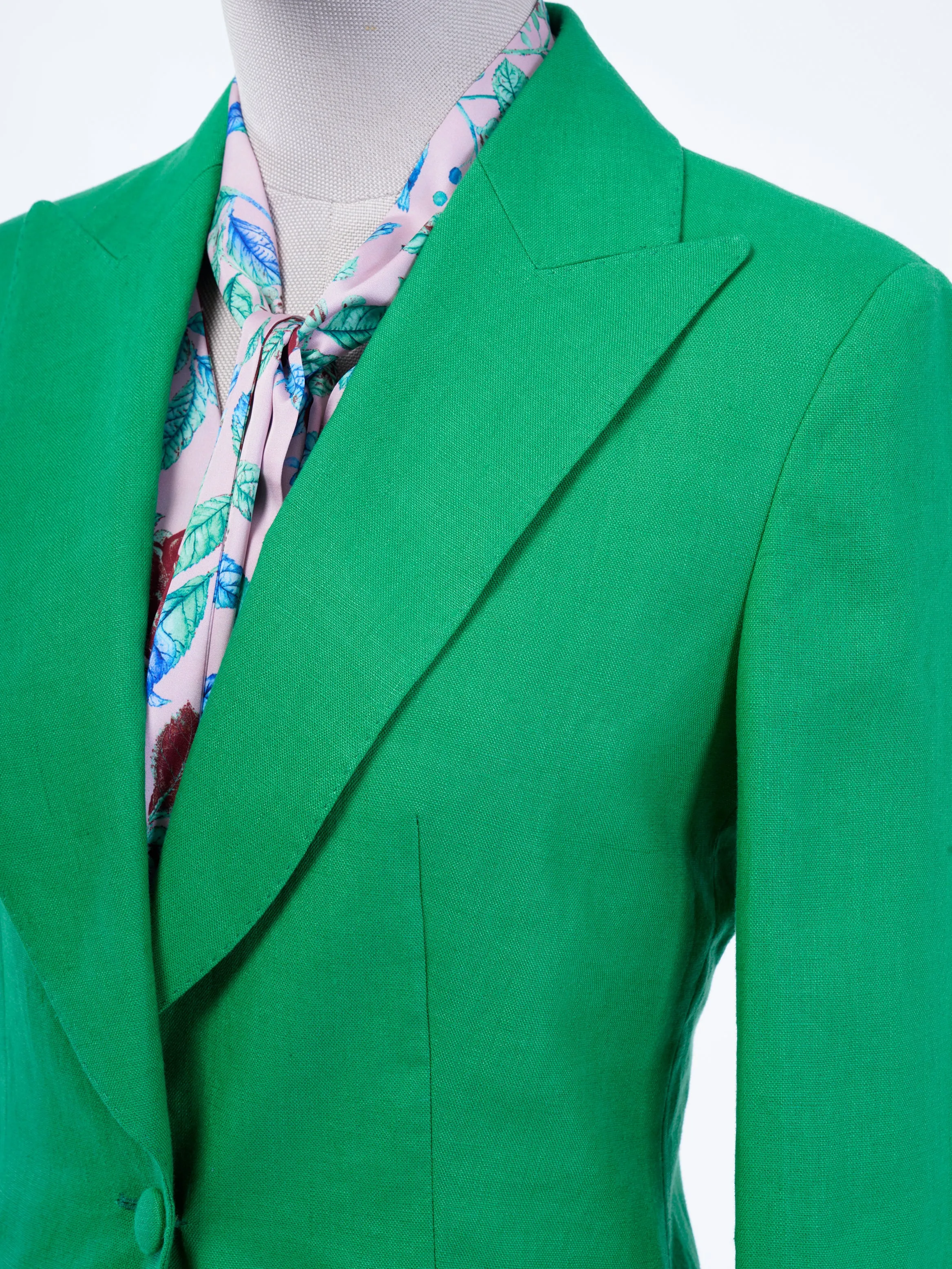 Women's Green Linen Custom Pant Suit