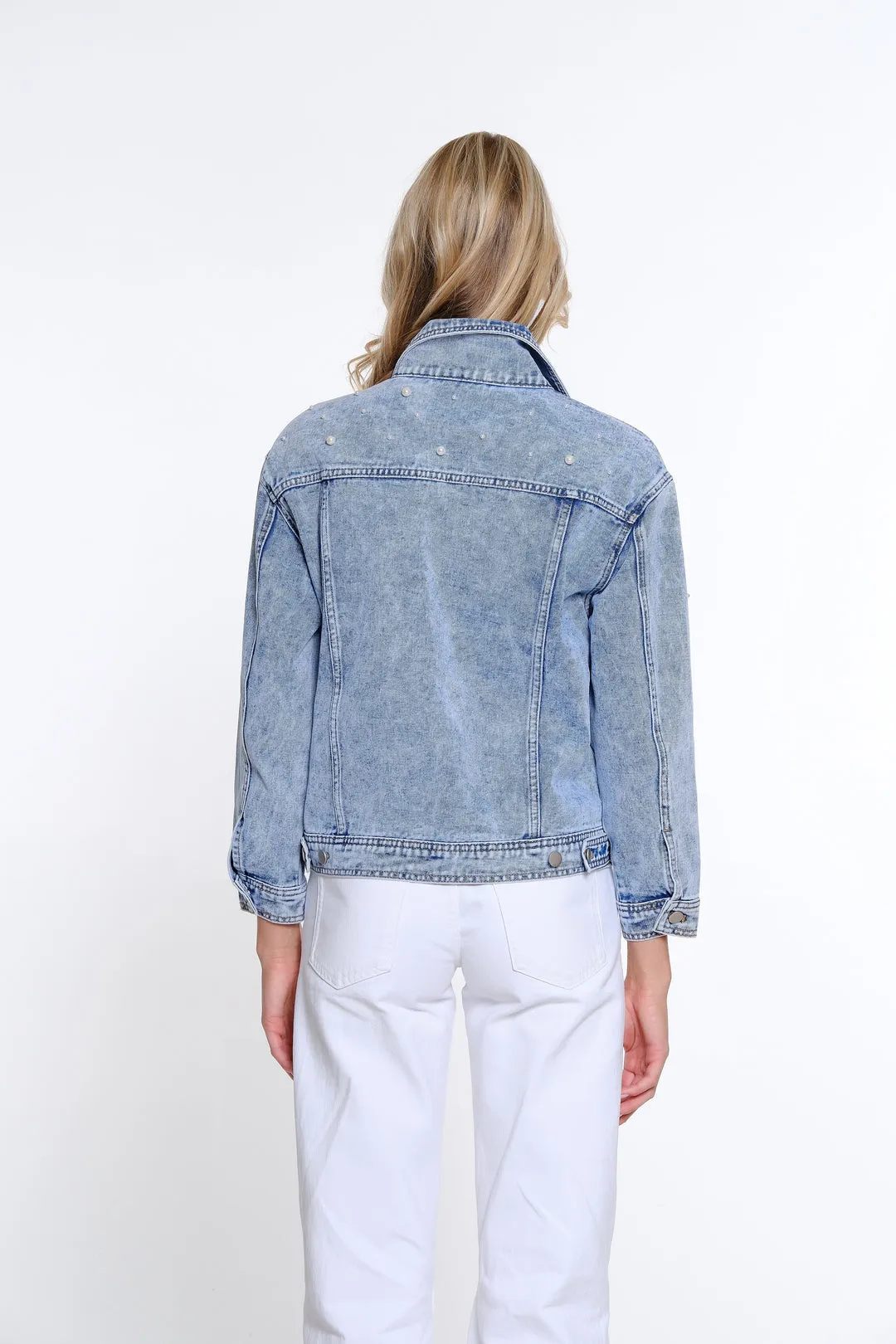 Women's Jean Jacket w/ All Over Pearl Details by Multiples
