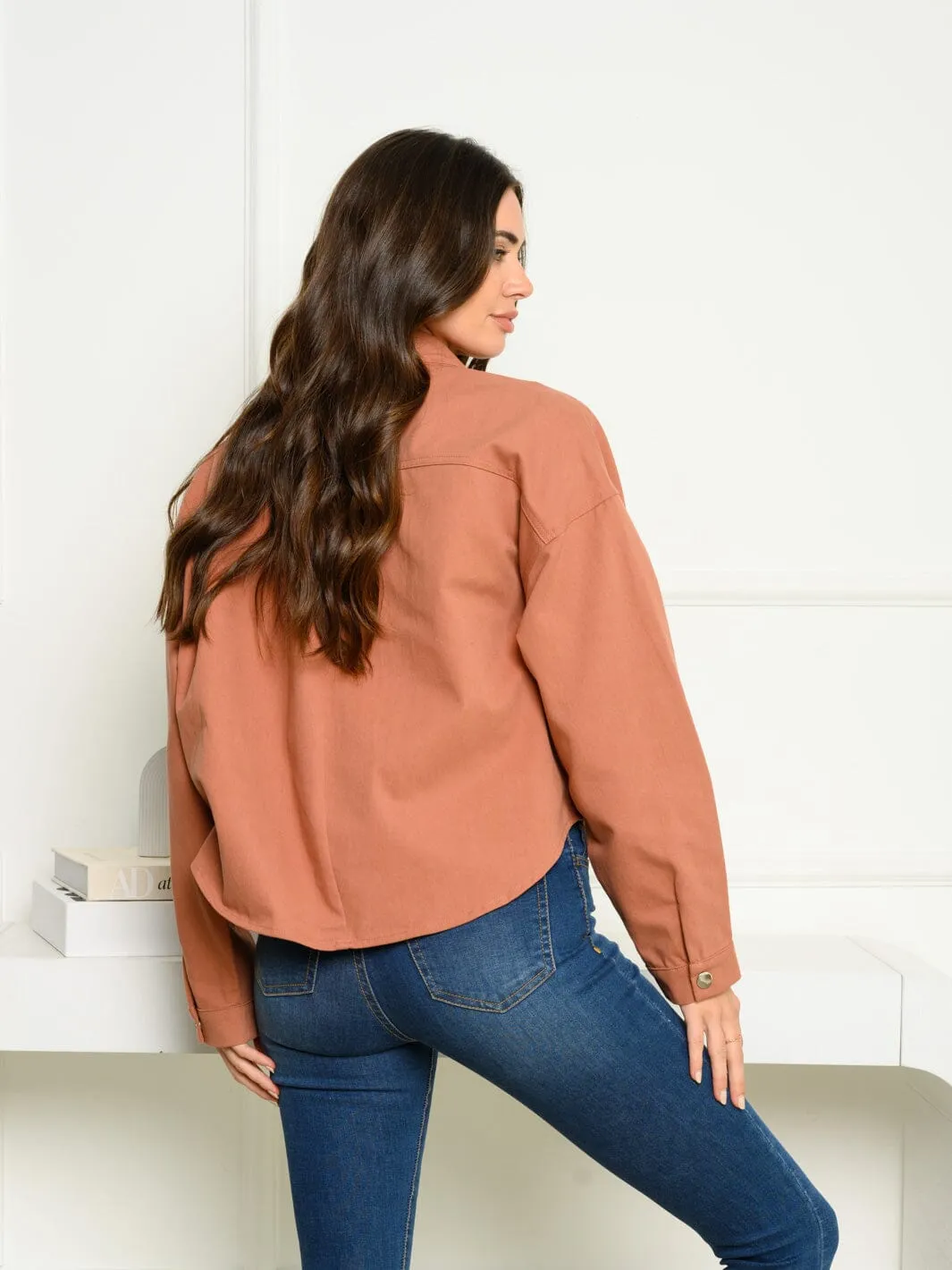 WOMEN'S LONG SLEEVE BUTTON UP FRONT POCKETS JACKET