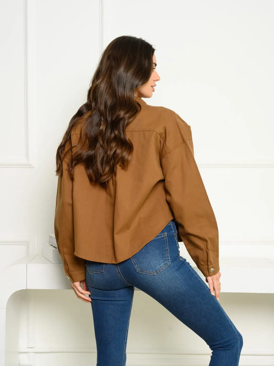 WOMEN'S LONG SLEEVE BUTTON UP FRONT POCKETS JACKET