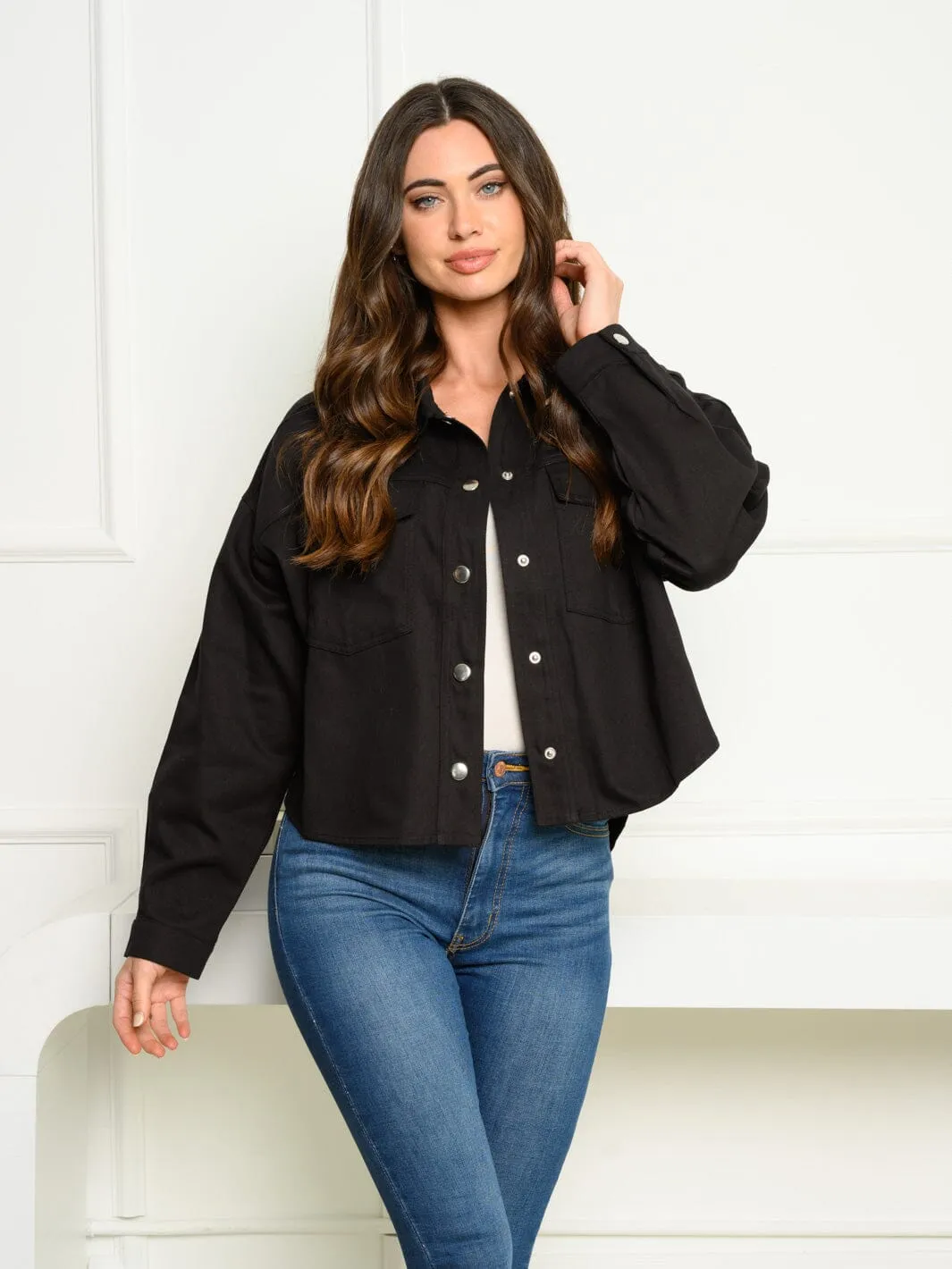 WOMEN'S LONG SLEEVE BUTTON UP FRONT POCKETS JACKET
