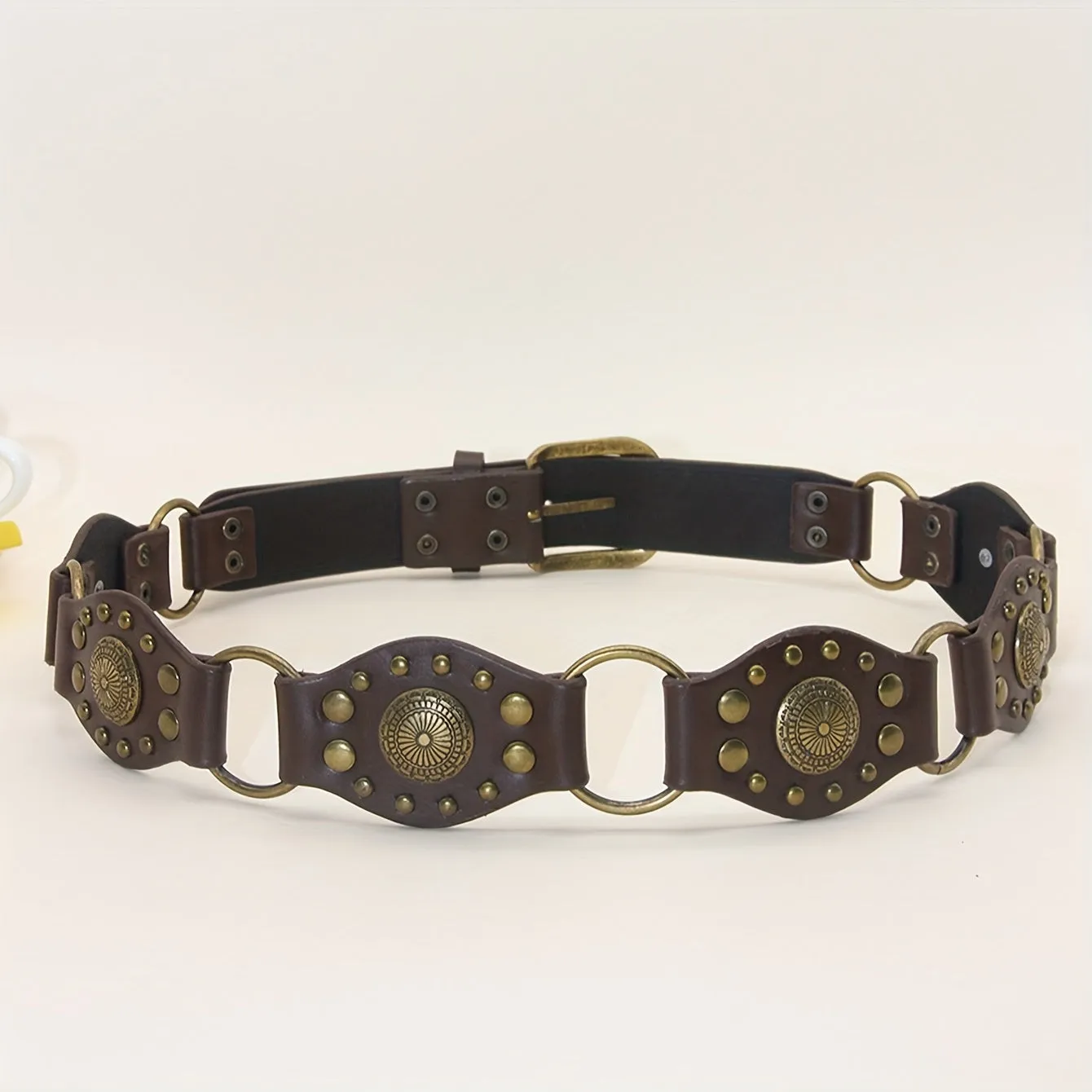 Women's Y2K Rivet Studded Belt Hip Hop Punk PU Waistband for Jeans and Trousers