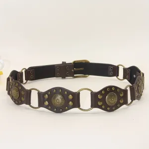Women's Y2K Rivet Studded Belt Hip Hop Punk PU Waistband for Jeans and Trousers