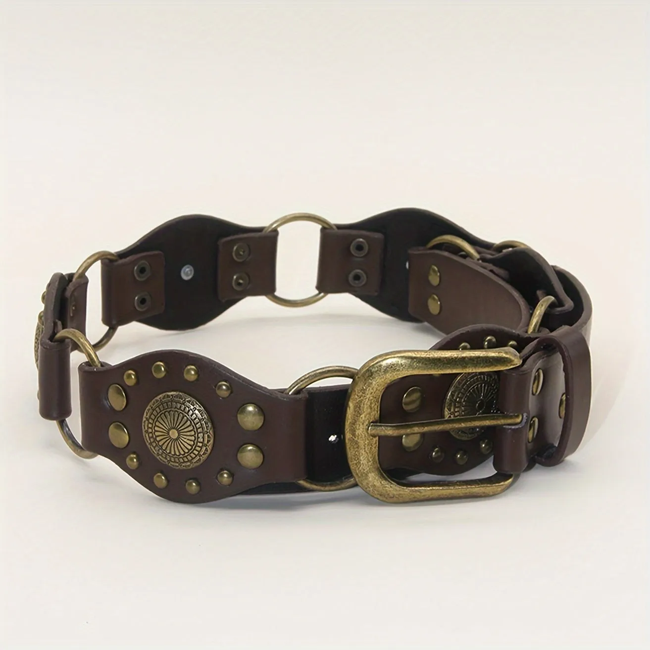 Women's Y2K Rivet Studded Belt Hip Hop Punk PU Waistband for Jeans and Trousers