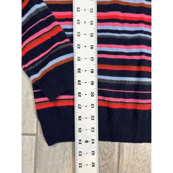 Woolovers Cahmere and Merino Wool Multi Striped Pullover Sweater, Size Medium‎