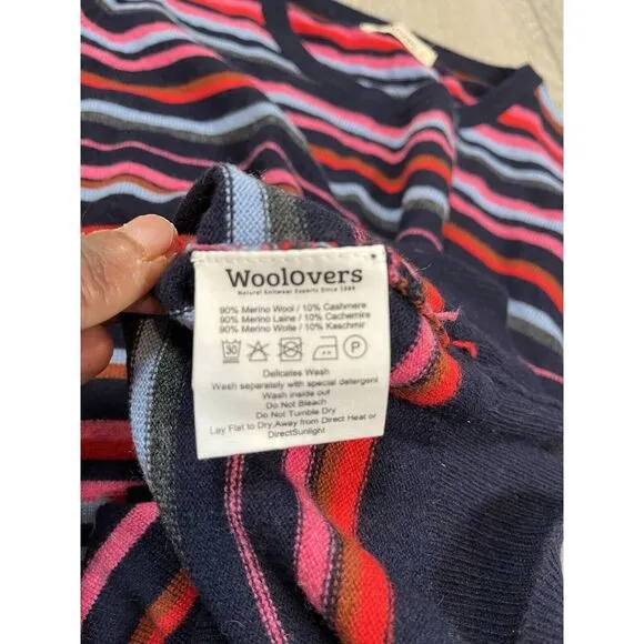 Woolovers Cahmere and Merino Wool Multi Striped Pullover Sweater, Size Medium‎