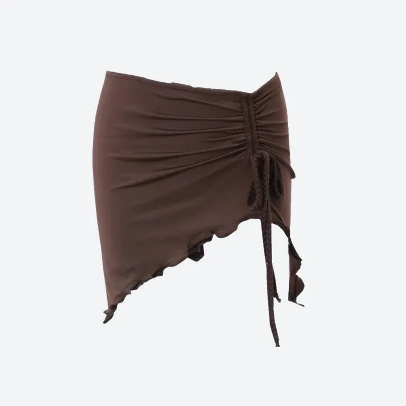 Y2K Asymmetric Ruched Mini Skirt