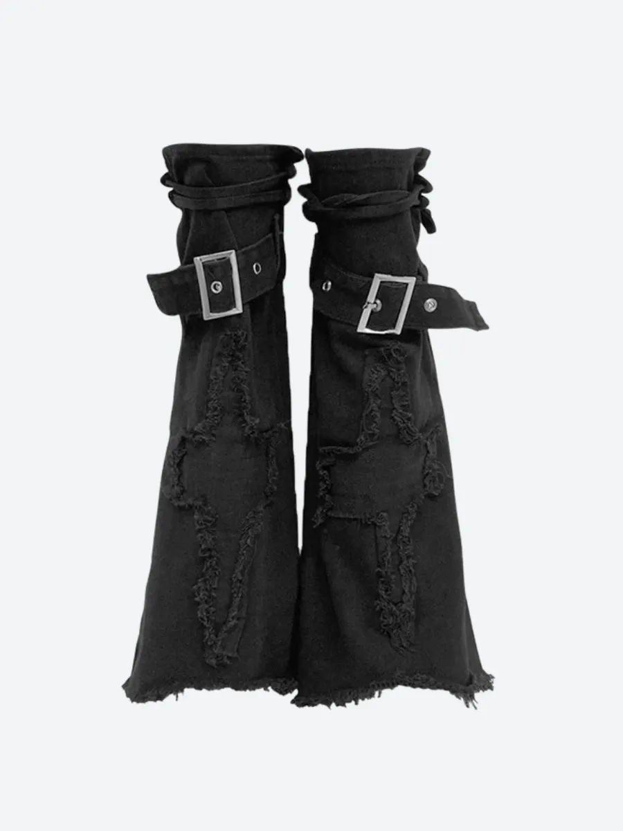 Y2K Cross Patch Belted Leg Warmers