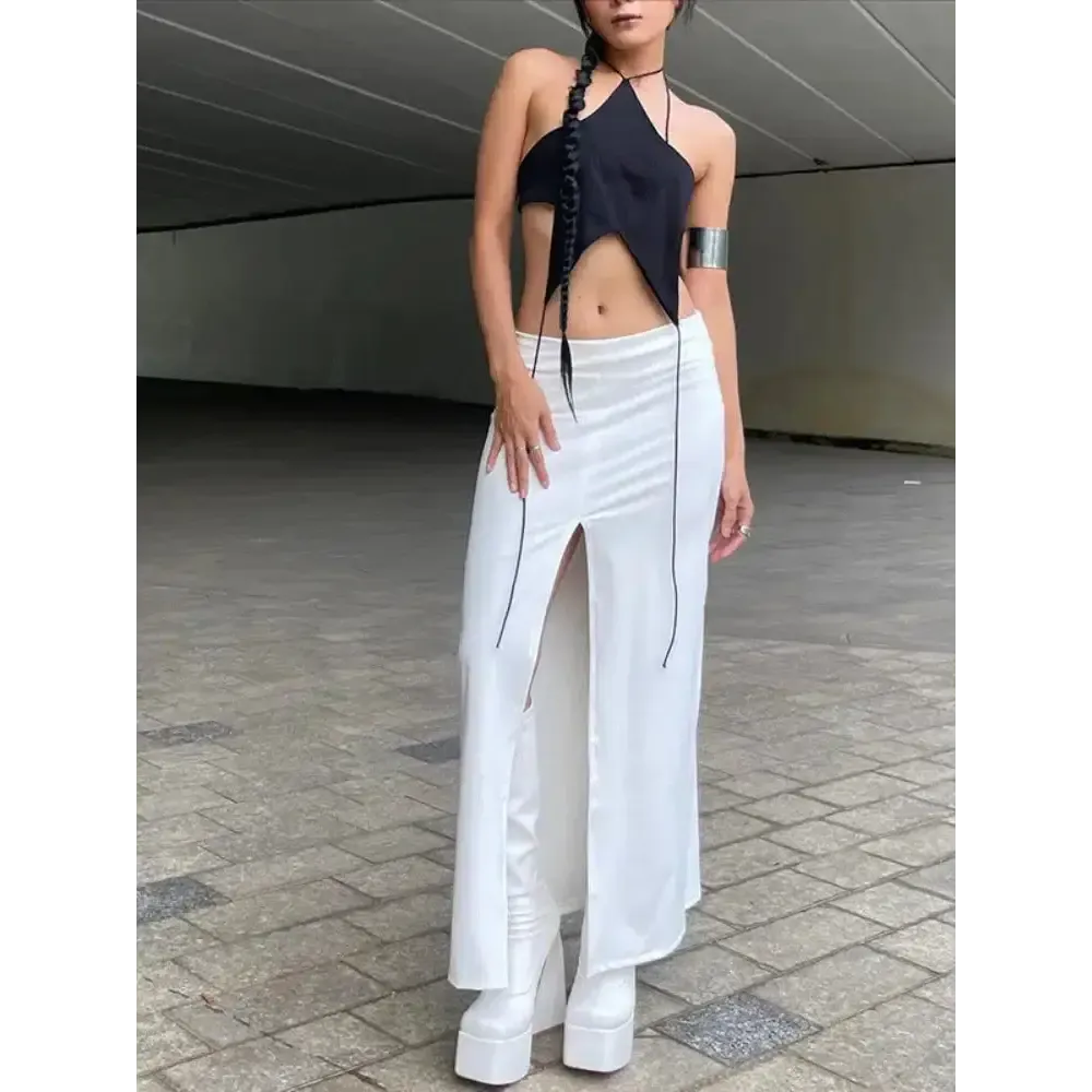 Y2K-Inspired Backless Top with Lace-Up Detail