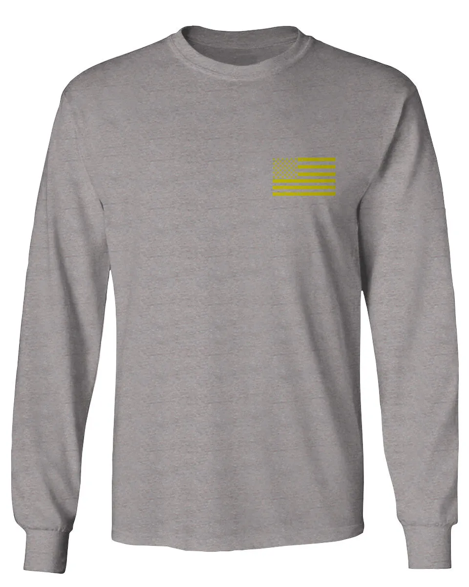 Yellow American Flag United States of America USA Military mens Long sleeve t shirt