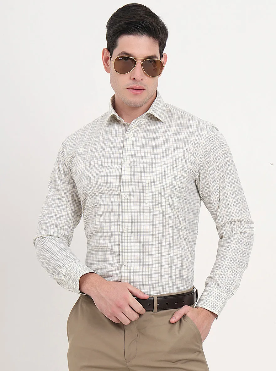 Yellow Checked Slim Fit Formal Shirt | Greenfibre