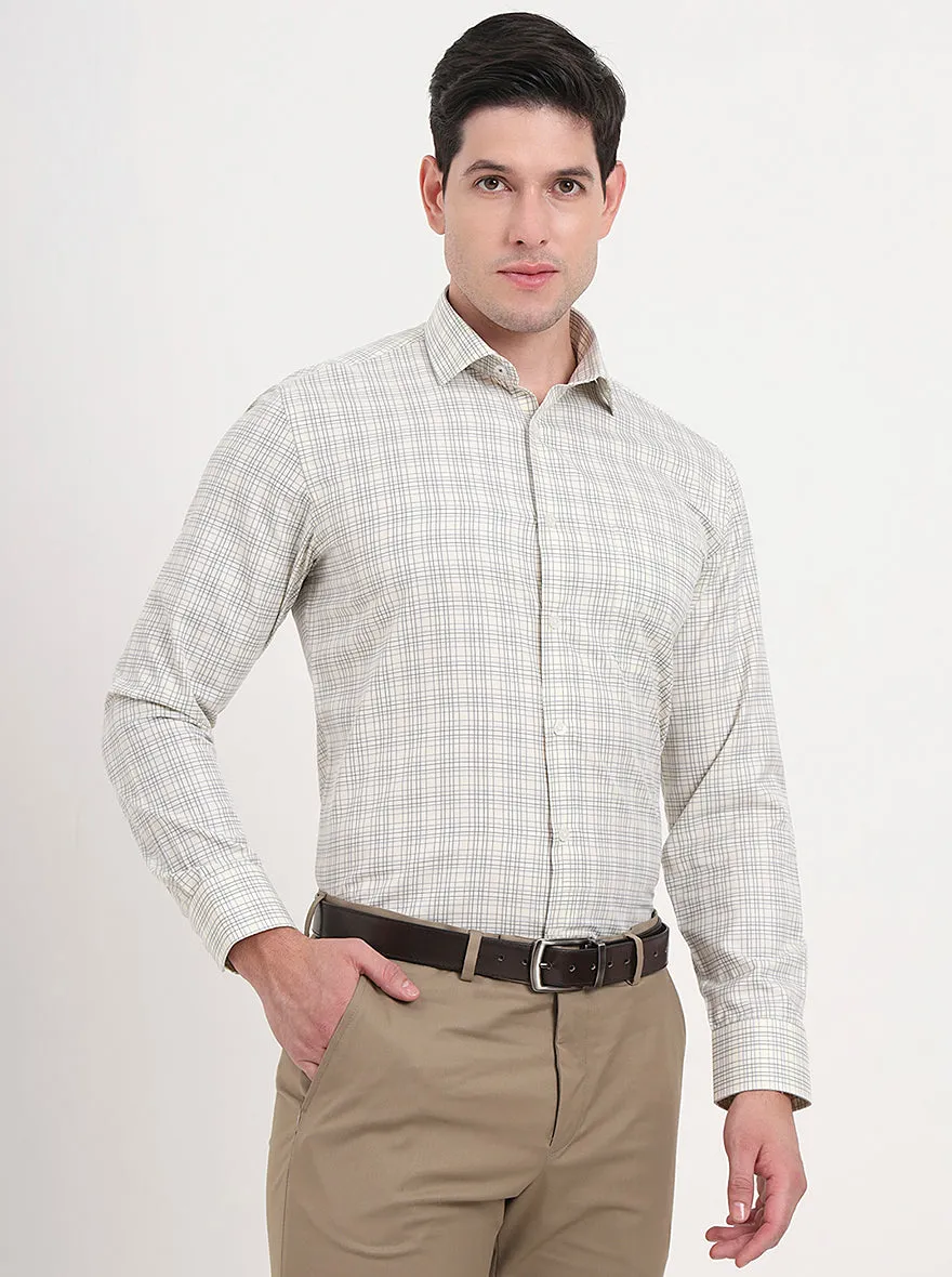 Yellow Checked Slim Fit Formal Shirt | Greenfibre