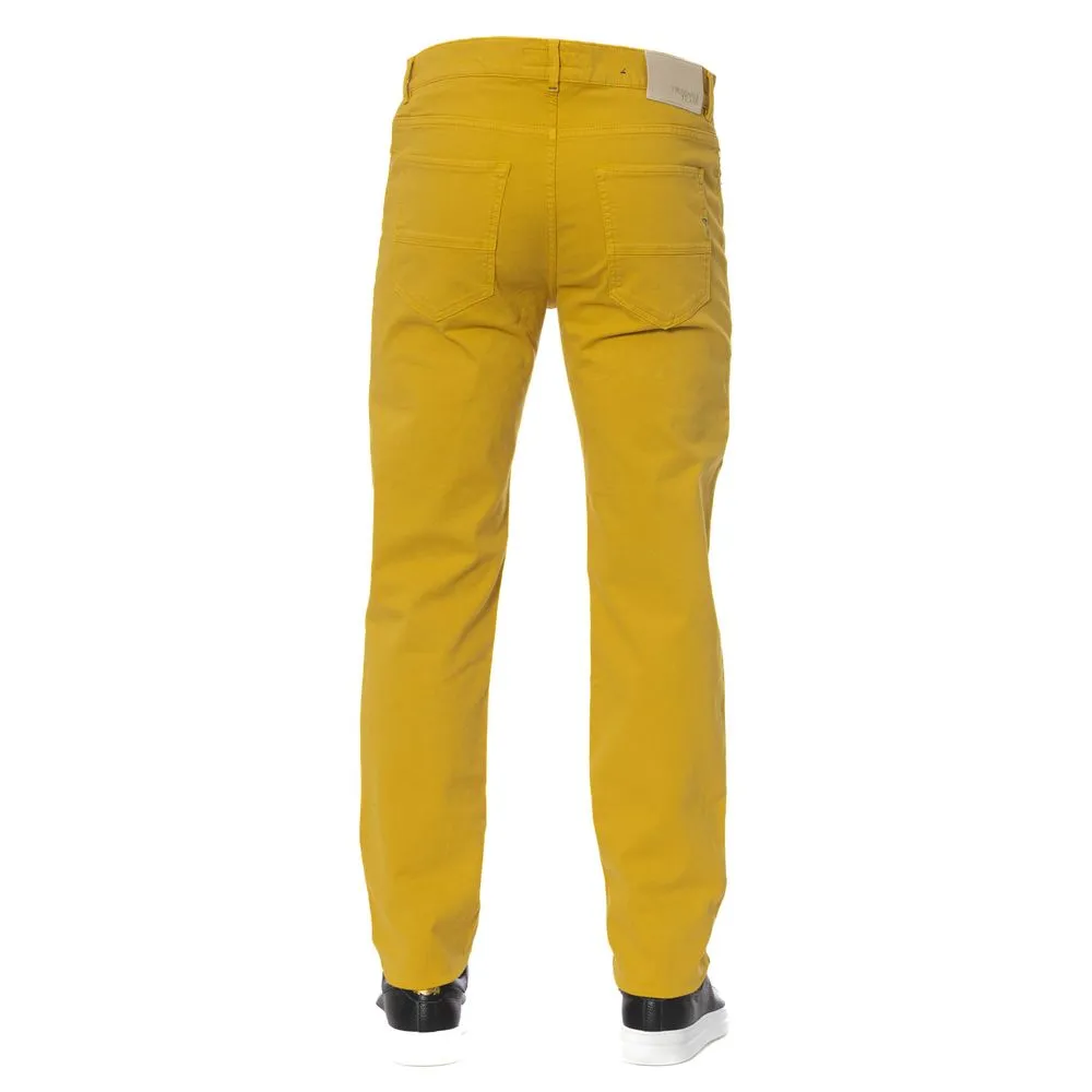 Yellow Cotton Men Pant