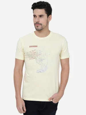 Yellow Printed Slim Fit T-Shirt | JadeBlue