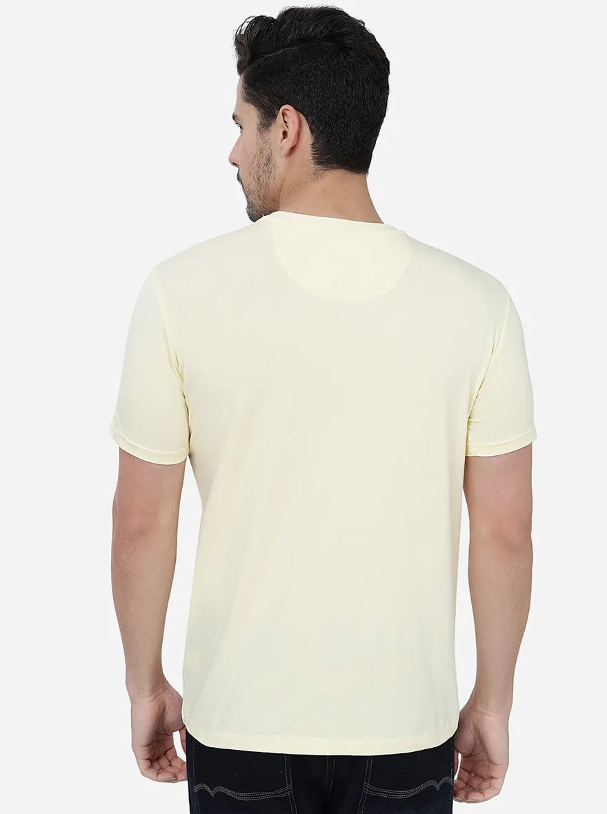 Yellow Printed Slim Fit T-Shirt | JadeBlue