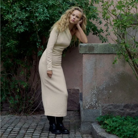 Zara asymmetric textured dress